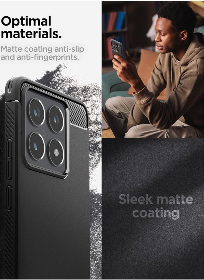 Spigen Rugged Armor for Xiaomi 14T PRO Case Cover with Carbon Fiber accents - Matte Black  - Image 3