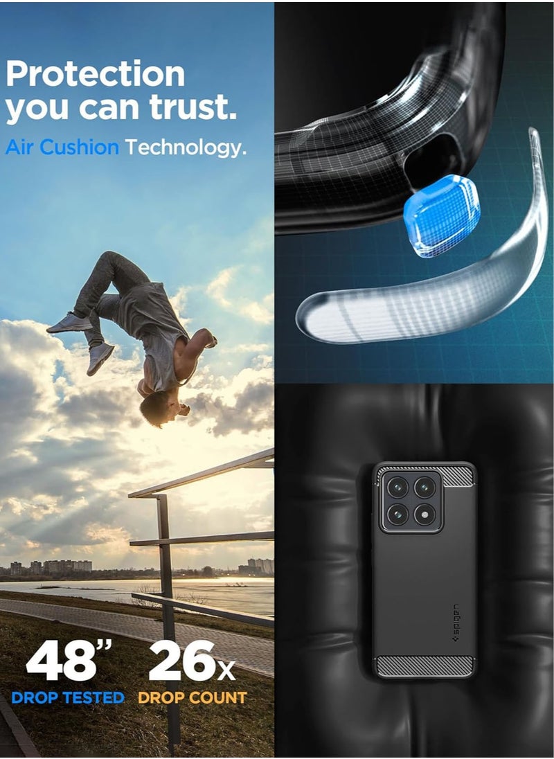 Spigen Rugged Armor for Xiaomi 14T PRO Case Cover with Carbon Fiber accents - Matte Black  - Image 4