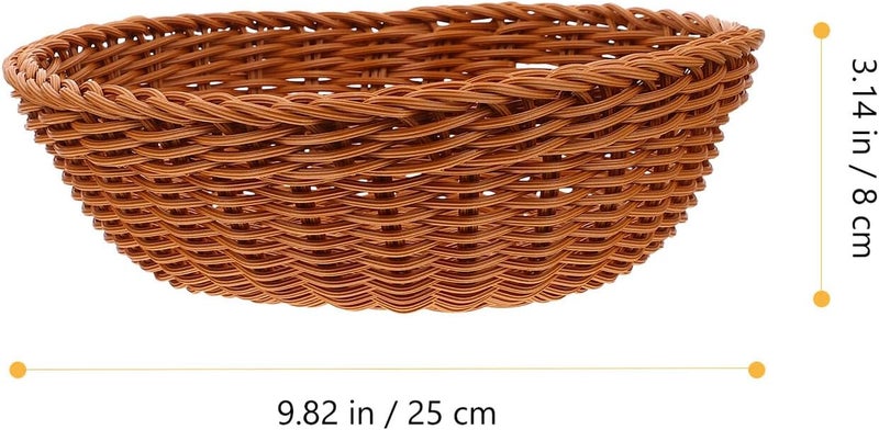 Imitation Rattan Bread Basket and Fruit Basket Light Brown for Kitchen Countertop Decorative Desktop Snack and Table Serving - Image 2