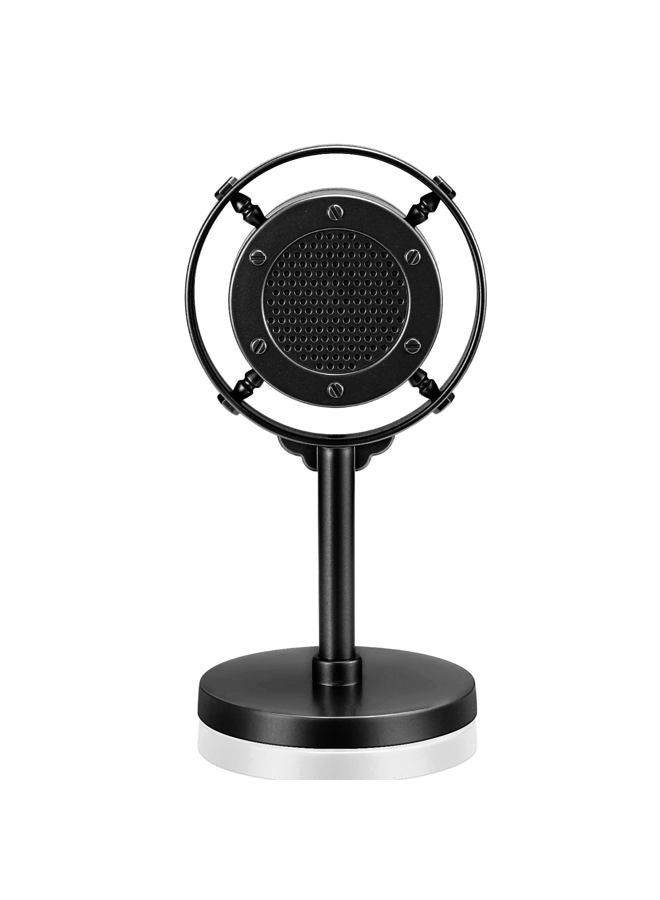 Facmogu Antique Diaphragm Condenser Microphone Props, Ancient Fake Plastic Mic from 1930s - 1940s, Vintage Retro Microphone Props for Holiday Party Shooting - Black - Image 1
