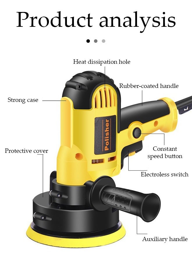 Loquat Buffer Polisher, Car Polisher 220V 700W 5 Variable Speed Polisher Kit with 60-3700rpm/min Detachable Handle Rotary Car Buffer Polisher Waxer, for Boat,Car Polishing and Waxing - Image 4
