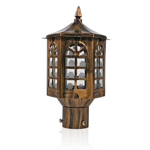 WHITERAY Golden Antique Gate Light Vintage Outdoor Pillar Lamp Waterproof Exterior Light Fixture with Classic Finish for Porch Driveway, Pillars, Entryways, and Garden (Without Bulb) - Image 2