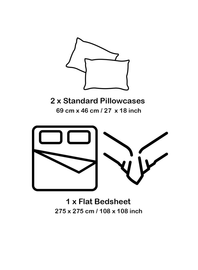 LuxHome Luxury Satin Line Bedsheet and Pillowcase Set – Hotel-Quality Breathable Cotton Bedding, Satin Finish, Soft and Luxurious – Flat Bedsheet 275x275cm with 2 Pillowcases 46x69cm, Bachelor Button - Image 3