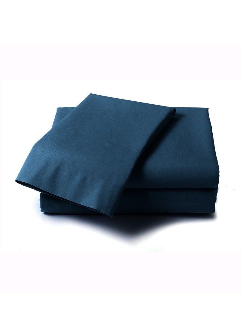 LuxHome Luxury Satin Line Bedsheet and Pillowcase Set – Hotel-Quality Breathable Cotton Bedding, Satin Finish, Soft and Luxurious – Flat Bedsheet 275x275cm with 2 Pillowcases 46x69cm, Bachelor Button - Image 1