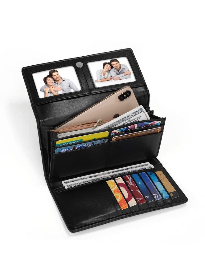 UTO Rfid Wallet For Women Large Capacity Pu Leather Card Holder Phone Case Zipper Pocket Purse Clutch - Image 2