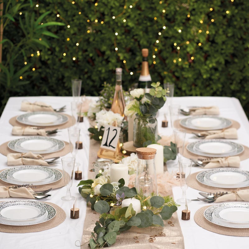 MATANA 40 Sliver Plastic Plates with White & Silver Lace Trim - 20 Dinner Plates 10.25" Inch, 20 Salad Dessert Appetizer Plates 7" Inch - Heavy Duty, Elegant, Reusable for Parties, Wedding & Events - Image 2