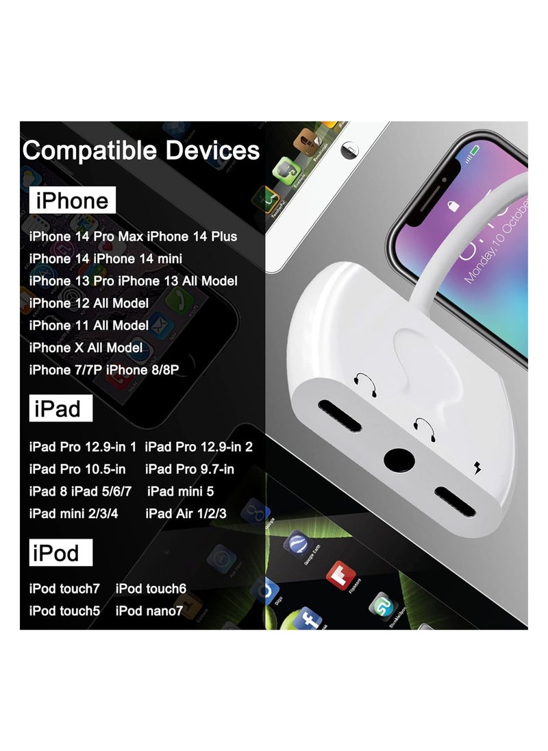 KASTWAVE - Lightning to 3.5mm Headphone Jack Audio Adapter Earphone Splitter Adapter with Charging Port for iPhone for iPhone to aux adapter Compatible With iPhone 13 12 11 X 8 7 Support Newest iOS 15 - Image 1