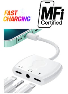 Lightning to 3.5mm Headphone Jack Audio Adapter Earphone Splitter Adapter with Charging Port for iPhone for iPhone to aux adapter Compatible With iPhone 13 12 11 X 8 7 Support Newest iOS 15
