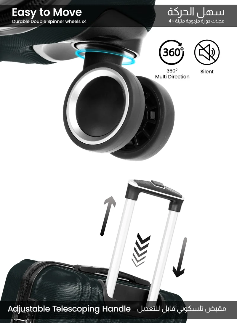 PARAJOHN Medium 24-Inch ABS Lightweight Hardshell Luggage Trolley | carrying 20kg 4-Wheel Spinner Suitcase Army green