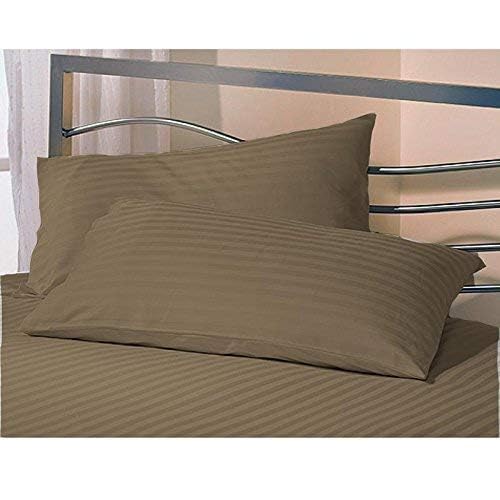 Daksh Sateen Stripe 300 TC Cotton Pillow Cover, 20 x 36 inch, Brown, 2 Pieces - Image 2