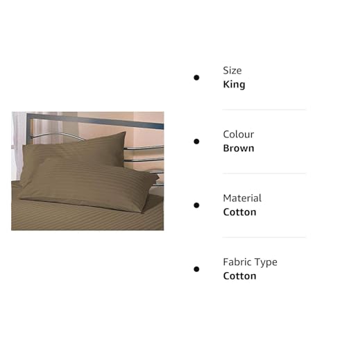 Daksh Sateen Stripe 300 TC Cotton Pillow Cover, 20 x 36 inch, Brown, 2 Pieces - Image 5