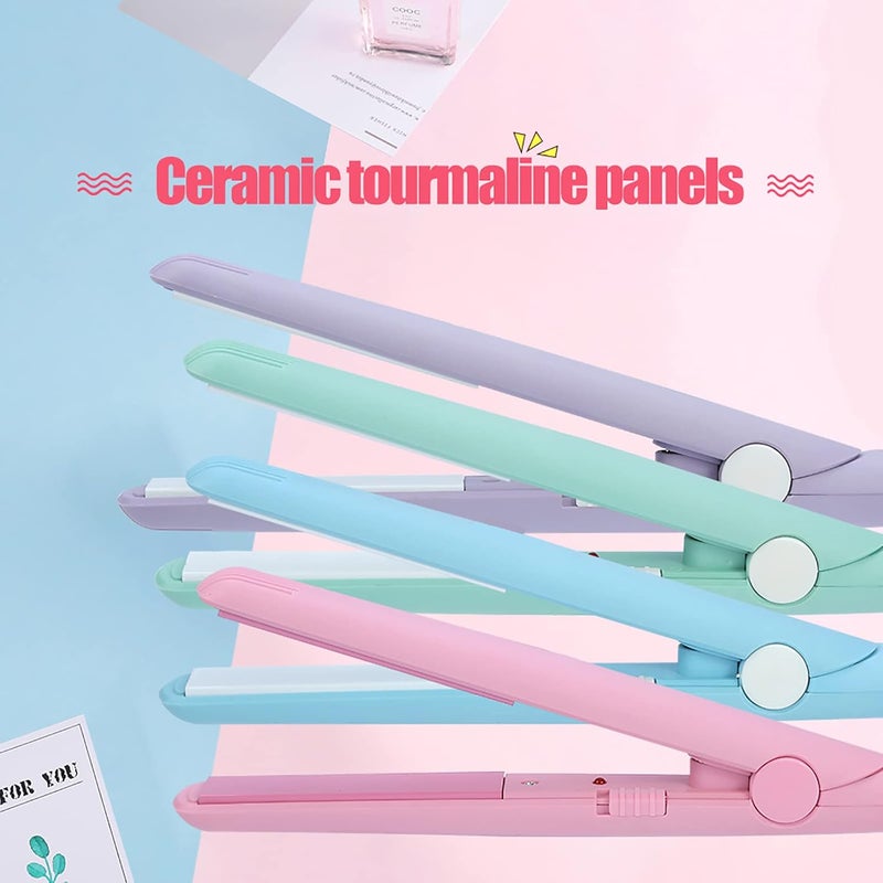 cheekyglo Mini Hair Straightener, 2 in 1 Mini Ceramic Tourmaline Flat Iron for Short Hair Pixie Cut Hair Touch Control, AntiFrizz (4 Colors Optional)(Blue US)Blue Us - Image 3