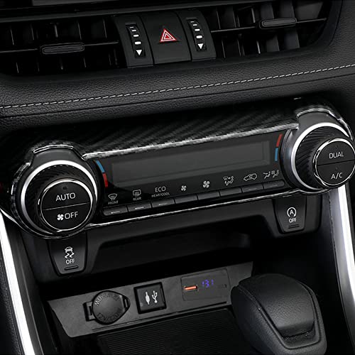 YOFAMO for RAV4 ABS Carbon Fiber Grain Air Conditioning A/C Switch Button Frame Panel Trim Cover Central Control Decal Decoration for Toyota RAV4 2019 2020 2021 2022 Interior Accessories(1PC) - Image 2