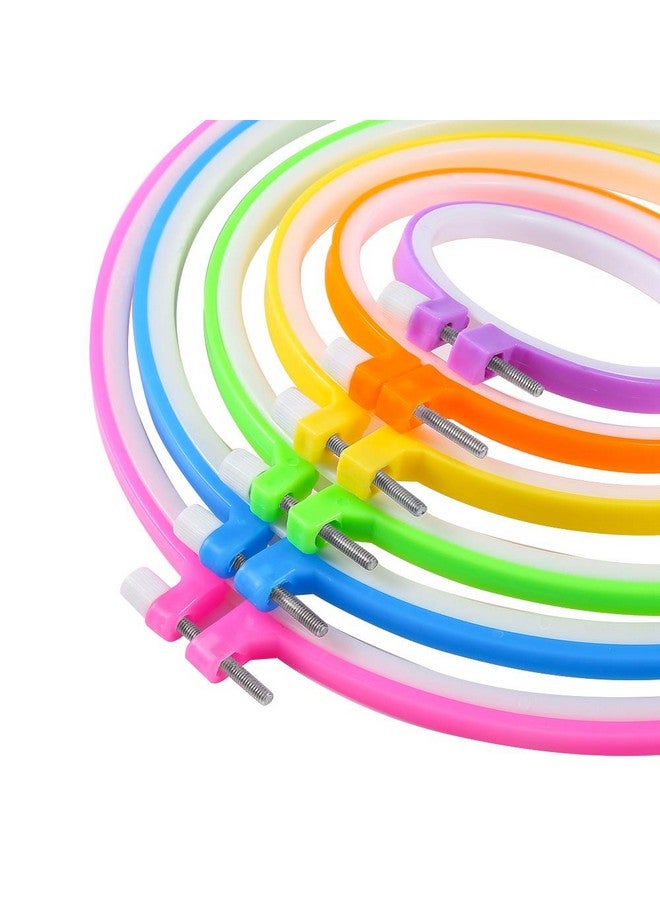 Caydo Caydo 6 Pieces Embroidery Hoops and 15 Needles, Plastic Circle Cross Stitch Hoop Ring Embroidery Circle Set, 3.4 inch to 10.4 inch (Multicolor)  - Image 4