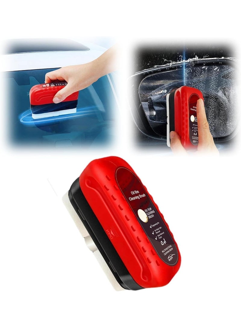 Car Oil Film Cleaning Brush with Reusable Foam Sprayer – Upgraded Anti-Fog Glass Board, Effective Oil Film Remover for Car Windows and Windshields - Image 1