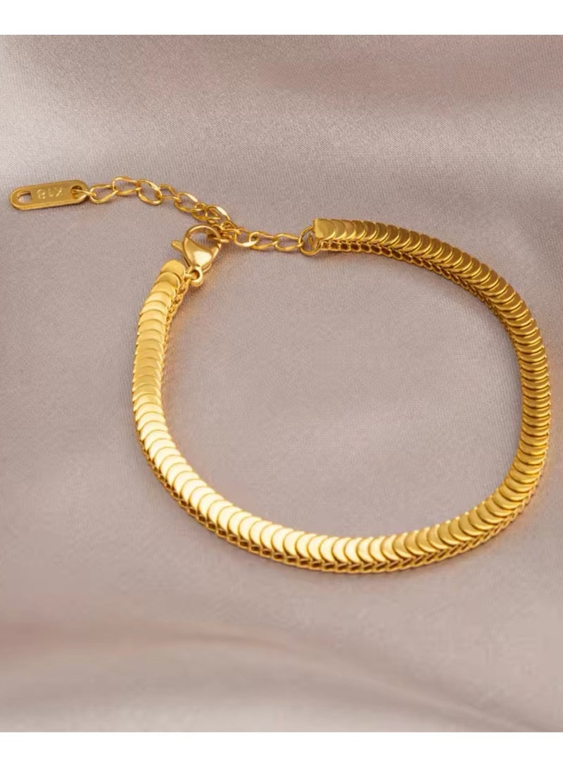 إيكوال اسوارة نسائية أنيقة وعالية الجودة مصنوعة من الاستانلس ستيل مطلية باللون الذهبي - Image 2