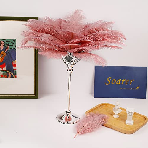 Soarer Pink Craft Ostrich Feathers - 30pcs 8-10 inches for Christmas Tree Decorations, Thanksgiving Craft,Feather Mask,Hat(Lotus Pink) - Image 2