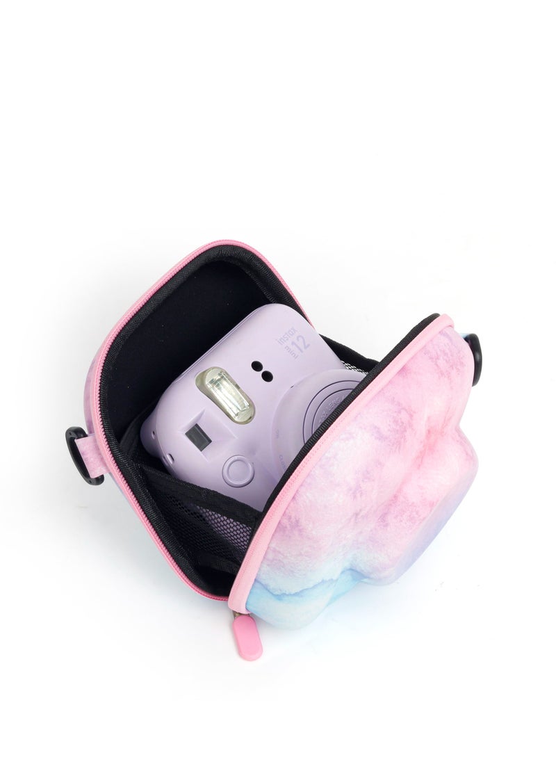 Generic - Colorful Hard EVA Case for Fuji Instax Mini 12/Mini 40/ Mini 11/Mini 99/Mini 90/ Mini 9/Mini 8/Mini 7+ Camera Instant Camera Storage Bag with Shoulder Strap - Dreamy Cloud - Image 1