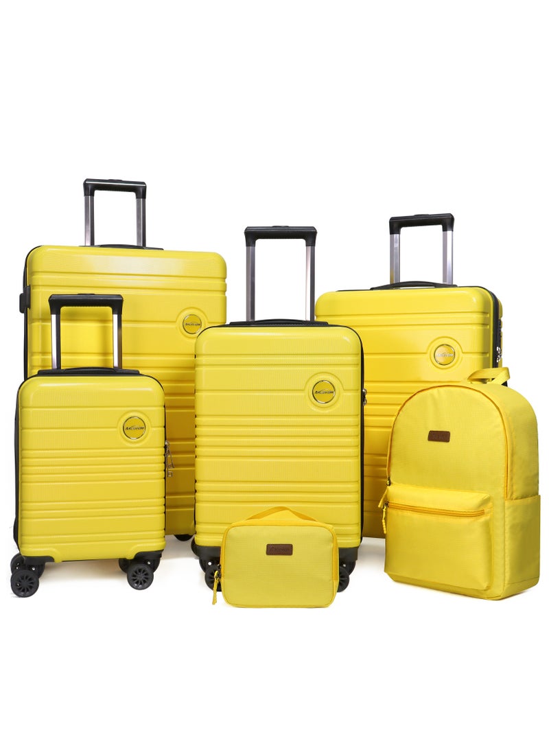 Aklsvion Aklsvion 4 Pieces ABS+PC Spinner Luggage Set Trolley Bag Set 16/20/24/28 Inch Travel Trolley Suitcase Set Hard Side Travel Bag Yellow  - Image 1