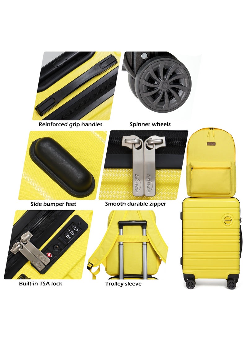 Aklsvion Aklsvion 4 Pieces ABS+PC Spinner Luggage Set Trolley Bag Set 16/20/24/28 Inch Travel Trolley Suitcase Set Hard Side Travel Bag Yellow  - Image 3
