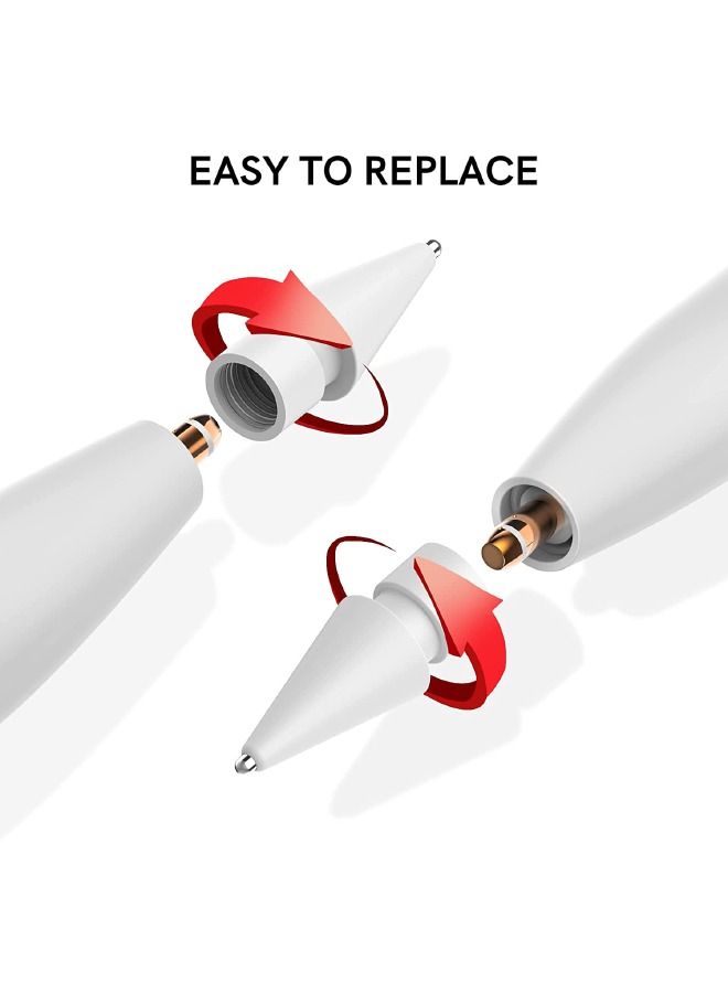 3-Piece Apple Pencil Replacement Tips for Apple Pencil 2nd Gen and 1st Gen, Upgraded Longer Fine Point High Sensitive, No Wear Out Noiseless Precise Control Stylus Tip (Clear+Black+White)