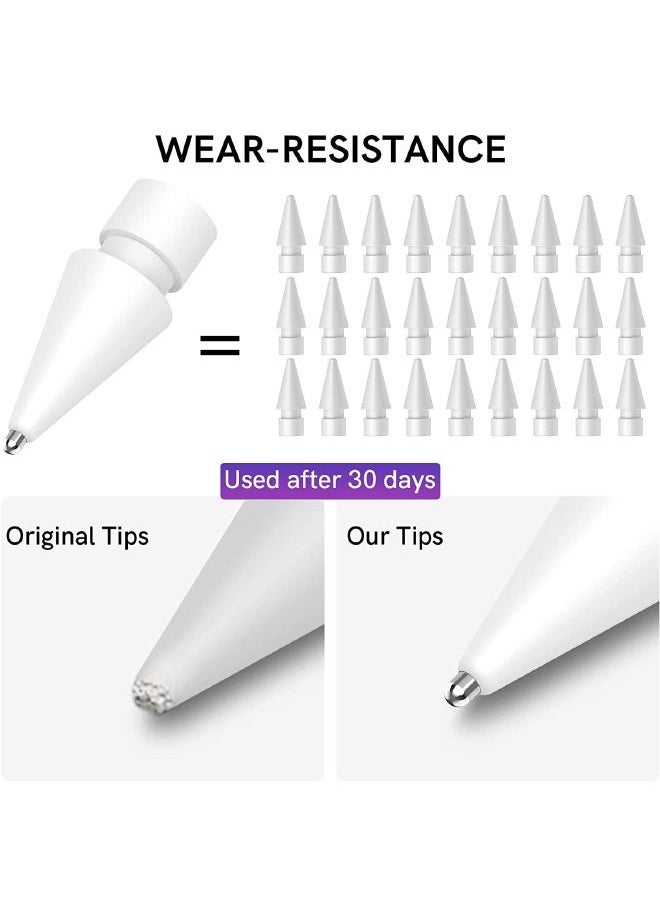 3-Piece Apple Pencil Replacement Tips for Apple Pencil 2nd Gen and 1st Gen, Upgraded Longer Fine Point High Sensitive, No Wear Out Noiseless Precise Control Stylus Tip (Clear+Black+White)  - Image 4