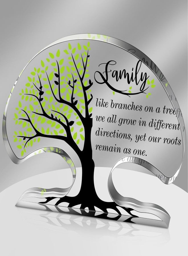 Jetec Christmas Family Reunion Gifts Tree Shaped Acrylic Keepsake Plaque Inspirational Desk Signs Heartwarming Christmas Family Members Gifts for Home Office Desk Shelf Table Decor - Image 1