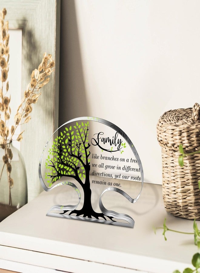 Jetec Christmas Family Reunion Gifts Tree Shaped Acrylic Keepsake Plaque Inspirational Desk Signs Heartwarming Christmas Family Members Gifts for Home Office Desk Shelf Table Decor - Image 2