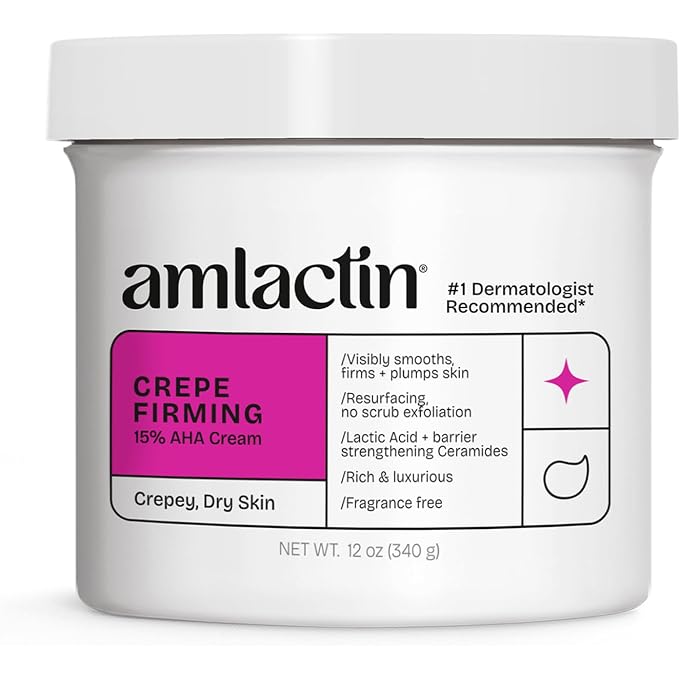 AmLactin Crepe Firming Cream - 12 oz Body Cream with 15% Lactic Acid - Exfoliator and Moisturizer for Crepey, Dry Skin (Packaging May Vary) - Image 1
