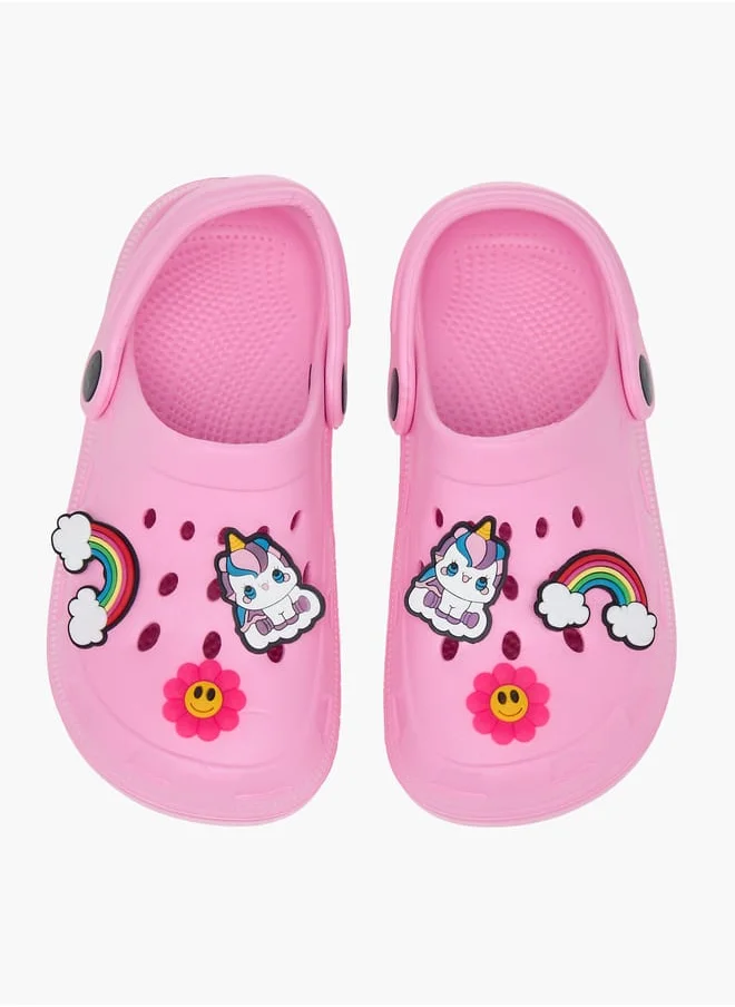 Flora Bella By Shoexpress Girls Applique Detail Clogs With Backstrap