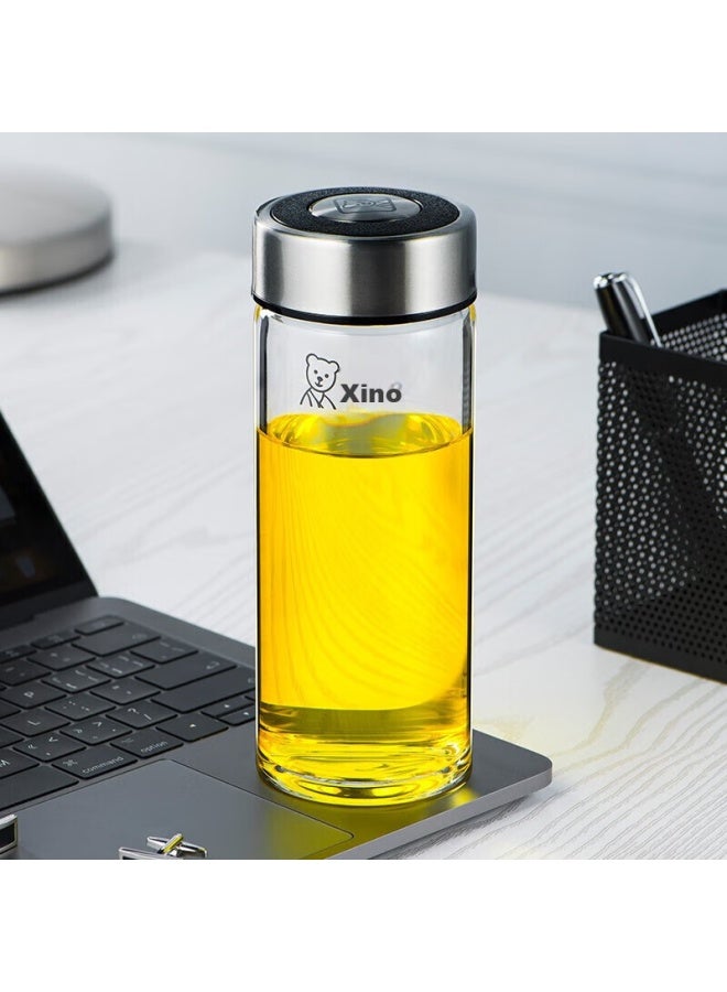 Heenoor Xino Glass Cup, Single Layer, Thickened, Large Capacity, For Home And Office Use, Tea Infuser Mug, For Men, Car Water Bottle, Xn-6016l, 400ml - Image 2