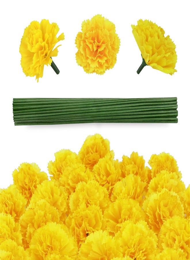 GOMALL 30 Pcs Artificial Marigold Flowers,2" Silk Marigold Flower Heads with Stems,Yellow Flowers Artificial for Diwali Decor,Indian Wedding,Home,DIY Wreath Garland,Day of The Dead Decorations - Image 1