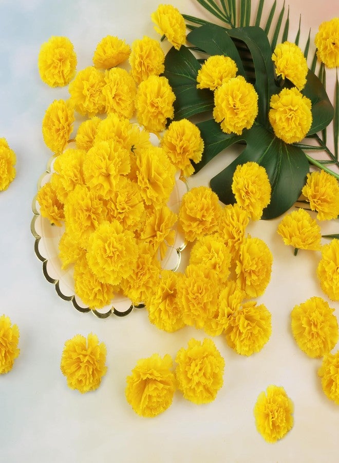 GOMALL 30 Pcs Artificial Marigold Flowers,2" Silk Marigold Flower Heads with Stems,Yellow Flowers Artificial for Diwali Decor,Indian Wedding,Home,DIY Wreath Garland,Day of The Dead Decorations - Image 3