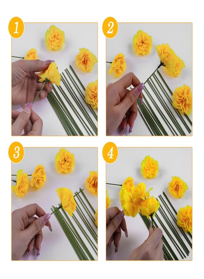 GOMALL 30 Pcs Artificial Marigold Flowers,2" Silk Marigold Flower Heads with Stems,Yellow Flowers Artificial for Diwali Decor,Indian Wedding,Home,DIY Wreath Garland,Day of The Dead Decorations - Image 5