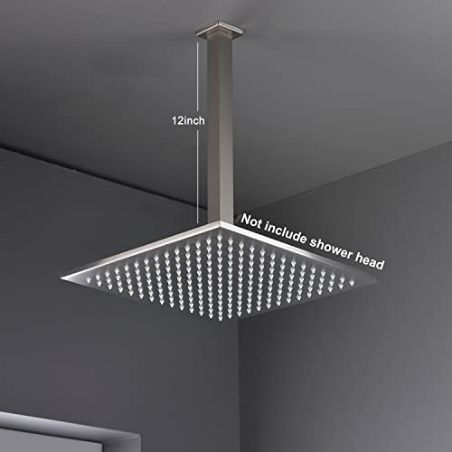 ENGA Brass 12-Inch Ceiling Mount Shower Arm (Brushed Nickel) - Image 3