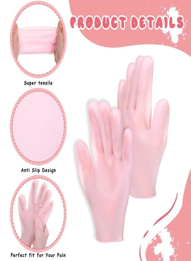 Elegaperma 2 Pairs Hand Moisture Gloves,Silicone Gloves for Dry Hands - Moisturizing Glove for Dry Hands, Overnight Moisture Glove for Softening Rough Skin - Pink & White - Image 3