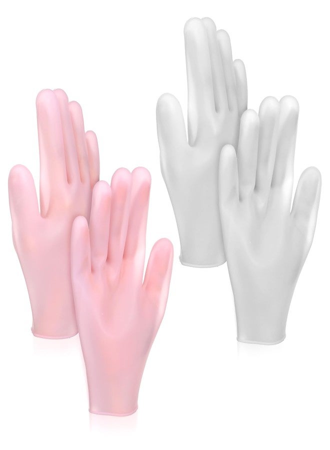 Elegaperma 2 Pairs Hand Moisture Gloves,Silicone Gloves for Dry Hands - Moisturizing Glove for Dry Hands, Overnight Moisture Glove for Softening Rough Skin - Pink & White - Image 1