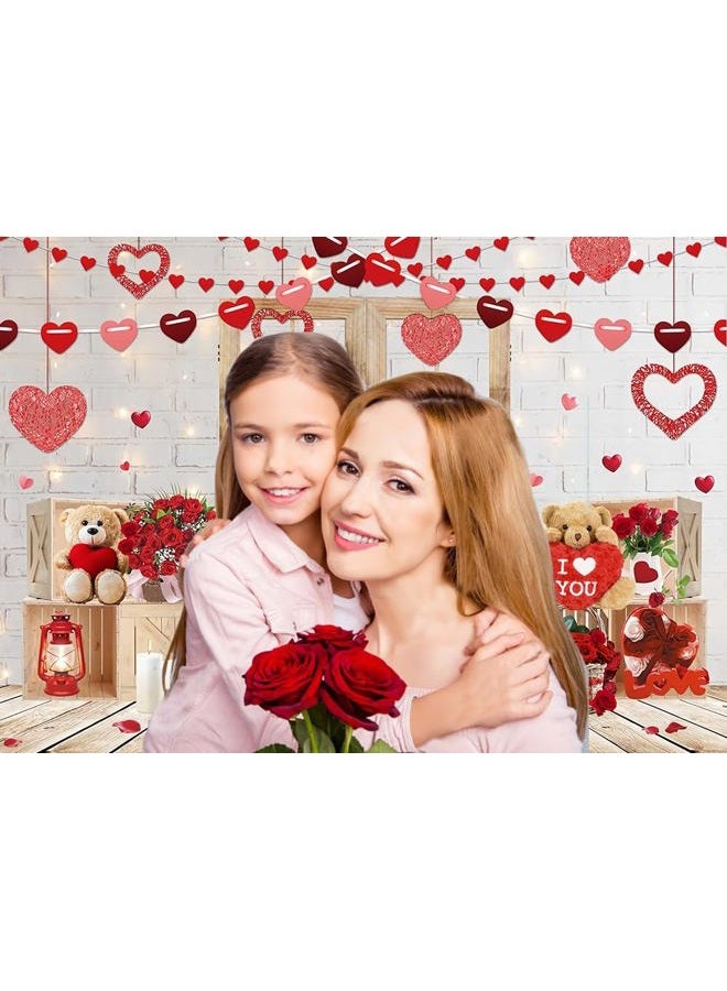 CYLYH 7x5ft Valentine's Day Backdrop Rustic Wood Door Backdrop Red Love Heart Backdrops Valentine's White Brick Wall Backdrop Mother's Day Backdrops Party Bridal Shower Kid Birthday Party Banner D850 - Image 3