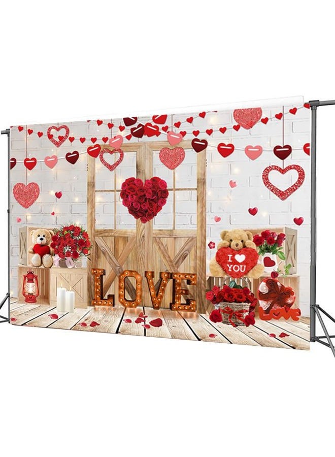 CYLYH 7x5ft Valentine's Day Backdrop Rustic Wood Door Backdrop Red Love Heart Backdrops Valentine's White Brick Wall Backdrop Mother's Day Backdrops Party Bridal Shower Kid Birthday Party Banner D850 - Image 5