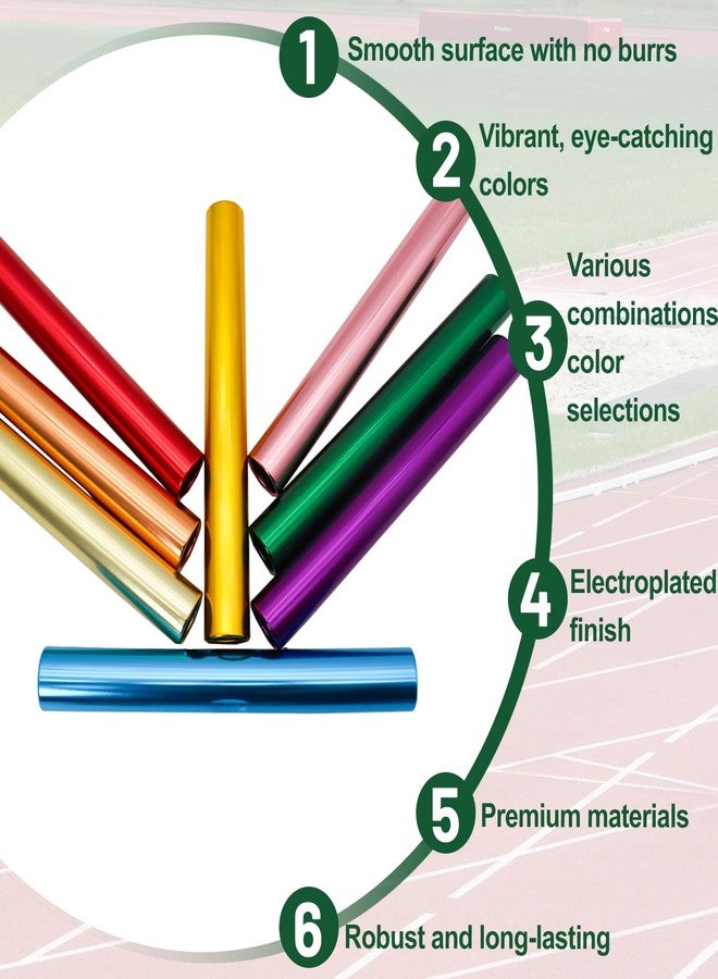 Vaolvpant Aluminum Alloy 8 Pieces Field Relay Batons for Track and Athletes Runners Outdoor Running Sports Events Baton Race Stick Smooth Hollow Tube Lightweight Durable Design Multi-Color - Image 3