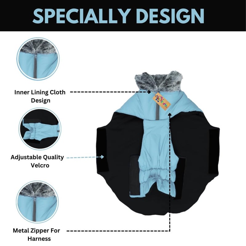 Western Era Dog Winter Fur Coat Waterproof Warm Cold Weather Jacket Stylish Vest Comfortable Pet Apparel for All Breeds & All Ages Group Dogs (Blue) (Large - 26 inch) - Image 2