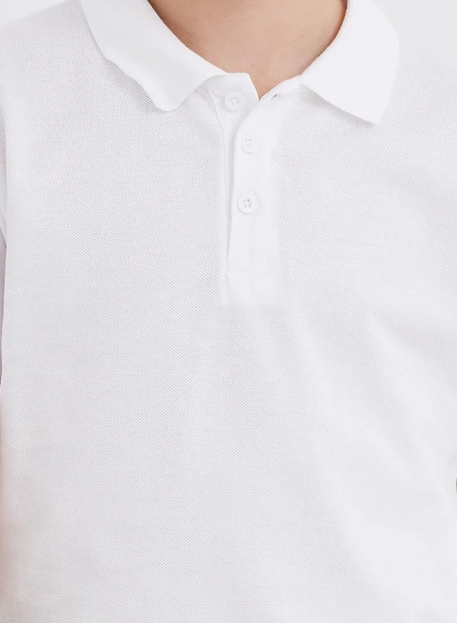 Styli Styli Boys White Cotton Polo T-Shirt