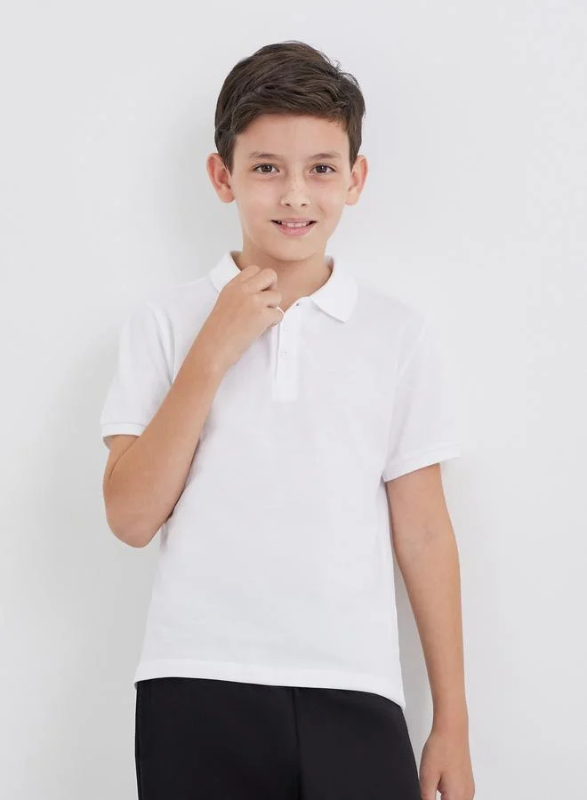 ستايلي Styli Boys White Cotton Polo T-Shirt