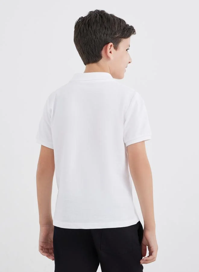 Styli Styli Boys White Cotton Polo T-Shirt