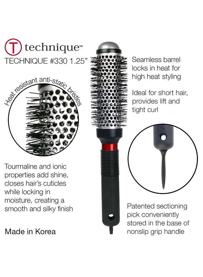 Cricket Thermal Hair Brush #330 1.25” for Curling, and Styling – Heat-Retaining Barrel with Anti-Static Tourmaline Bristles, Round Thermal Brush, Ideal for All Hair Types - Image 3