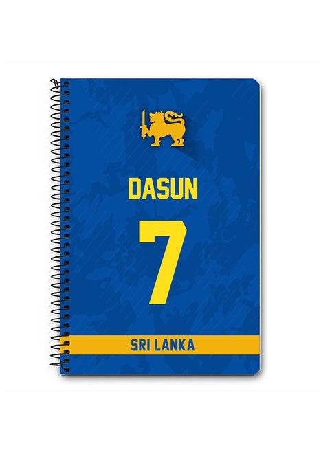 Designer A5 Spiral Notebook Memo Notepad Journal Player - Dasun Shanaka, Jersey Number -7 (With Logo)