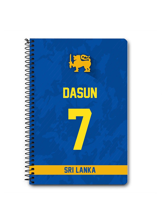 Stylizedd - Designer A5 Spiral Notebook Memo Notepad Journal Player - Dasun Shanaka, Jersey Number -7 (With Logo) - Image 1