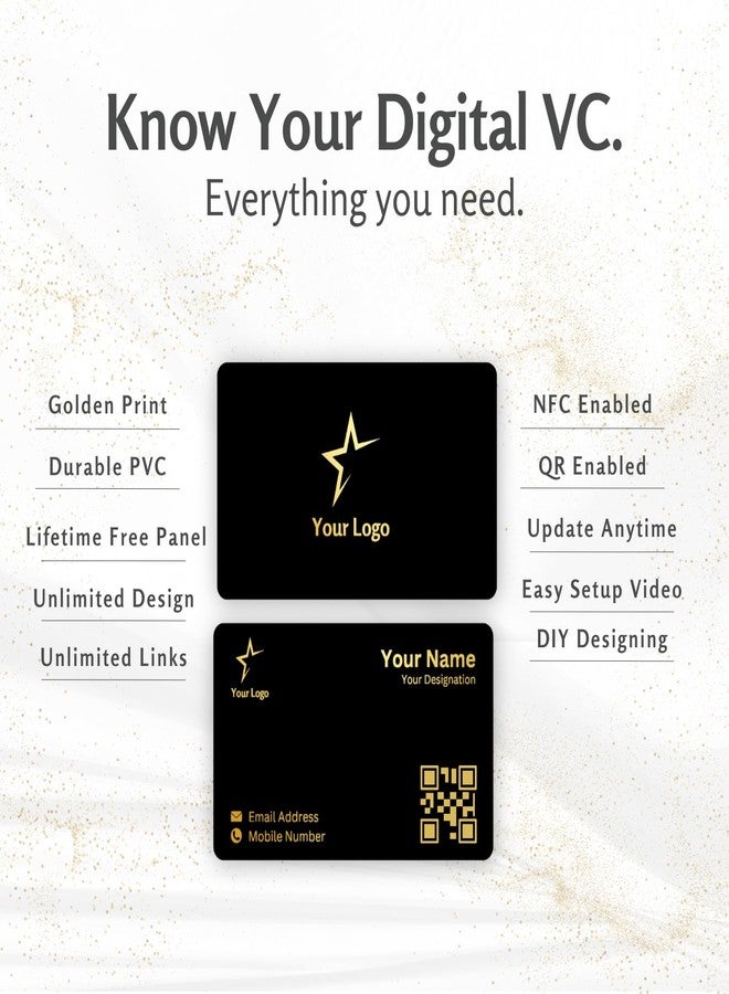 tinydabba Customised NFC Business Card – Black PVC Card with Gold Foil Name | Tap to Share Contact Instantly | Glossy | Digital Visiting Card with QR Code for Smart Networking - Image 4