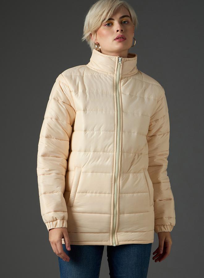 SASSAFRAS Peach Longline Padded Jacket - Image 1