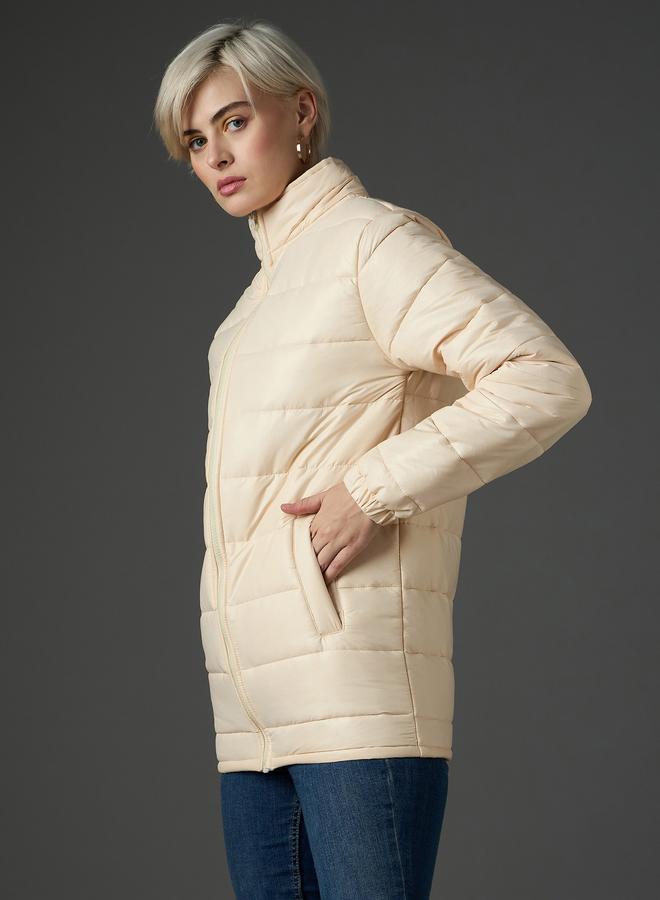 SASSAFRAS Peach Longline Padded Jacket - Image 3